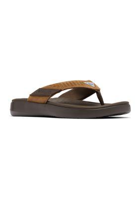 Columbia Men's PFG BOATSIDEâ¢ FLIP LEA Sandals, Light Brown, 9M