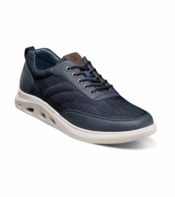 Nunn Bush Men's Ponte Knit Moc Toe U-Bal Sneaker, Navy Blue, 8W