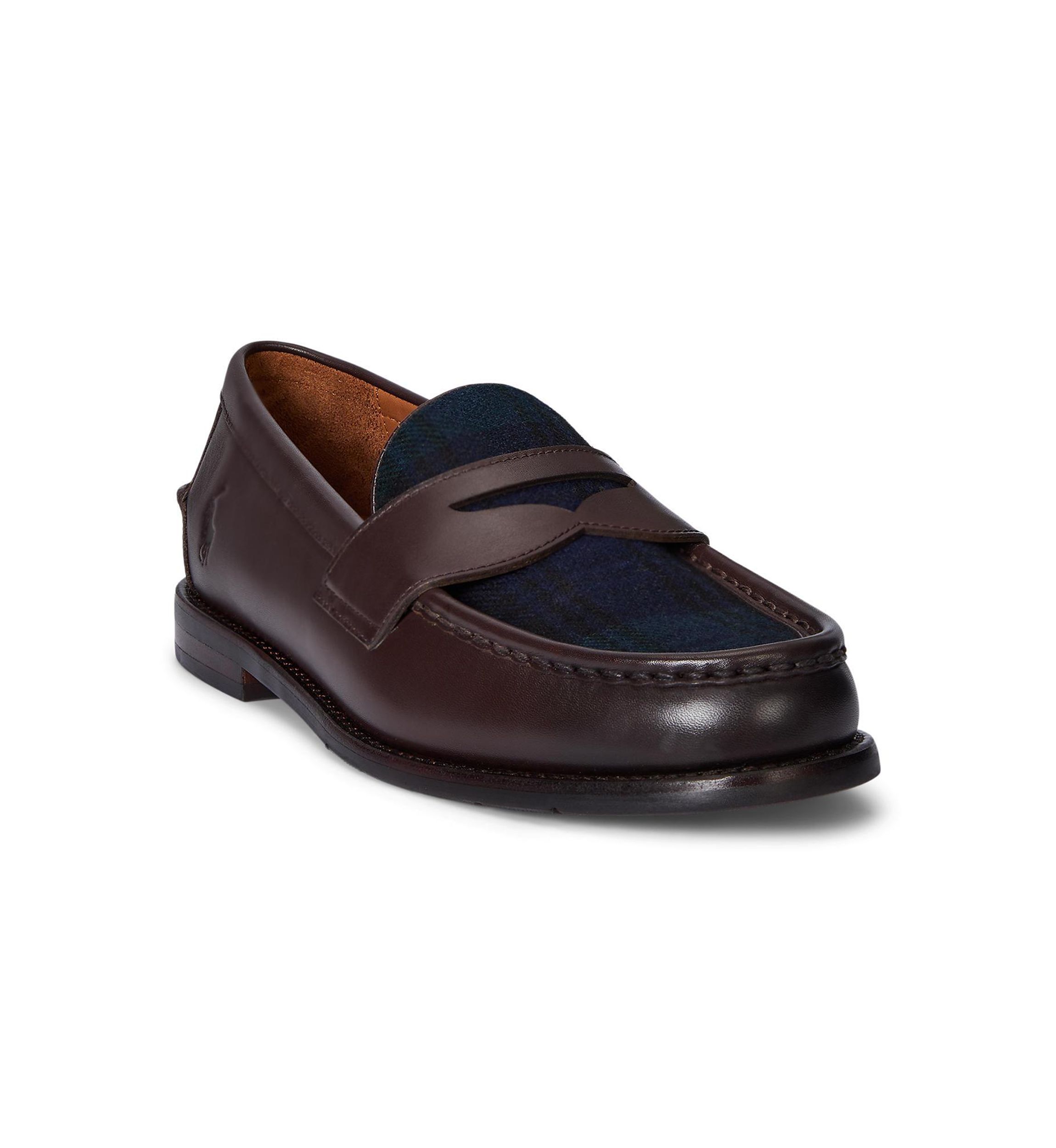 Alston Leather and Plaid Wool Penny Loafers