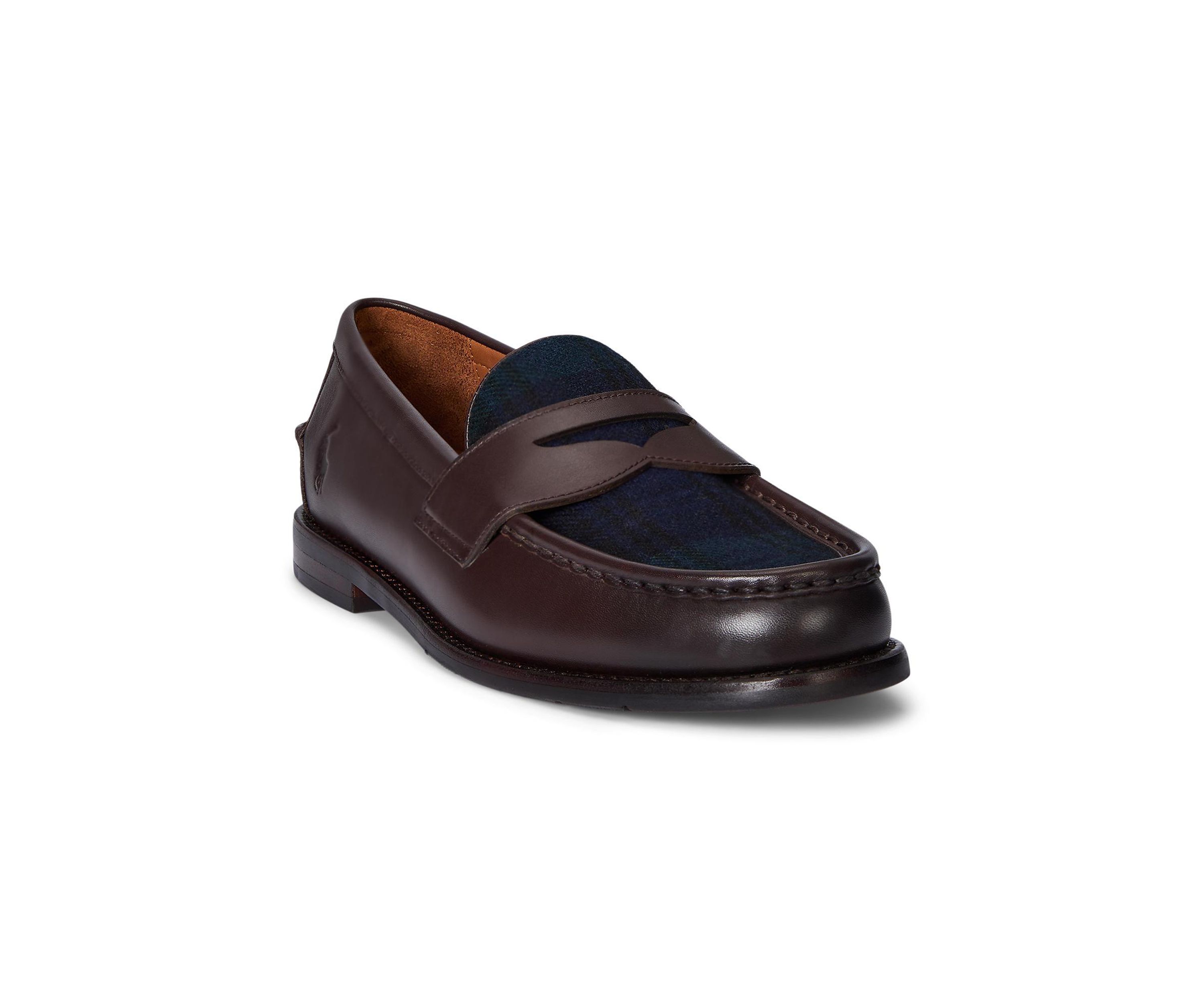 Alston Leather and Plaid Wool Penny Loafers