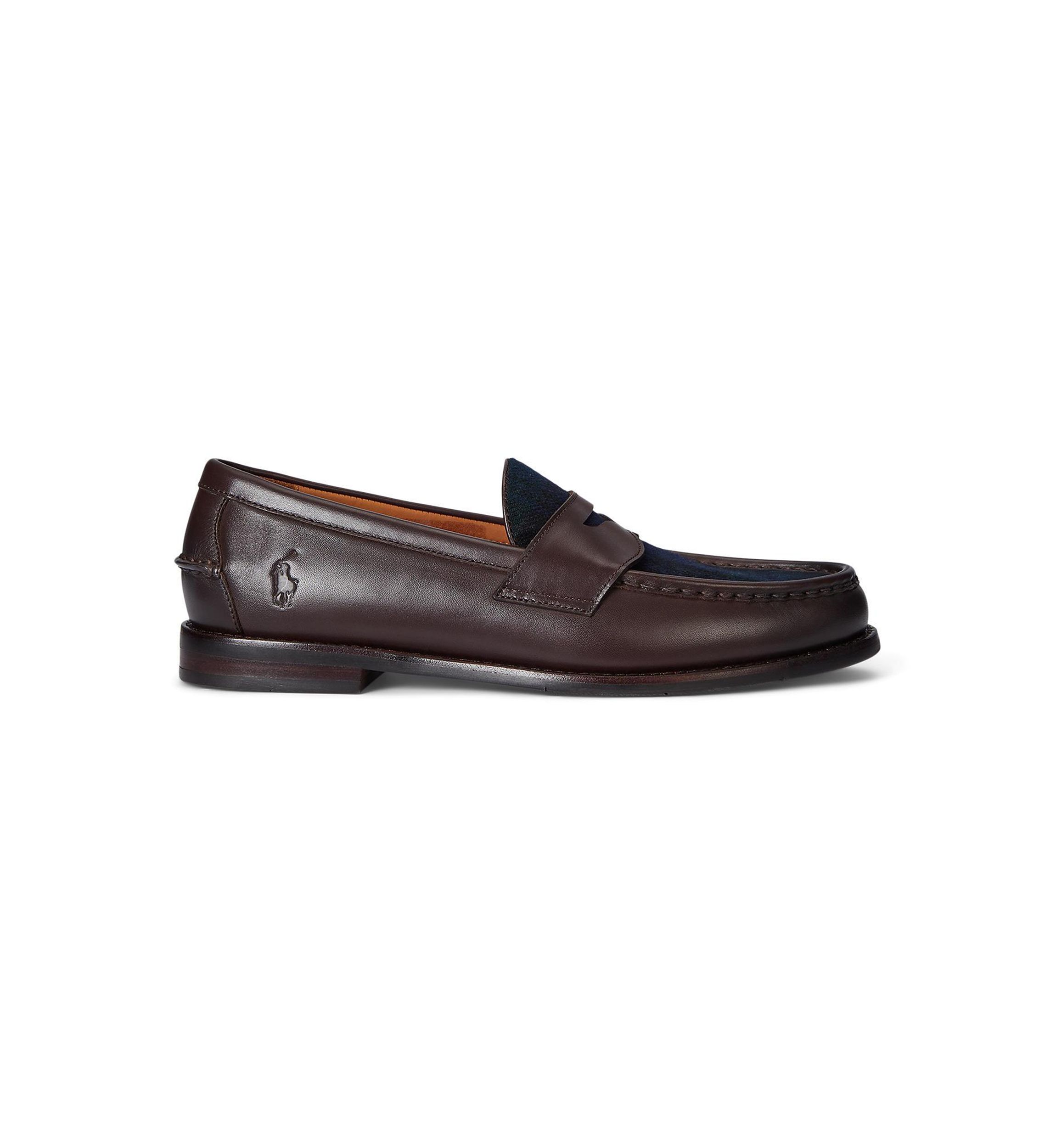 Alston Leather and Plaid Wool Penny Loafers