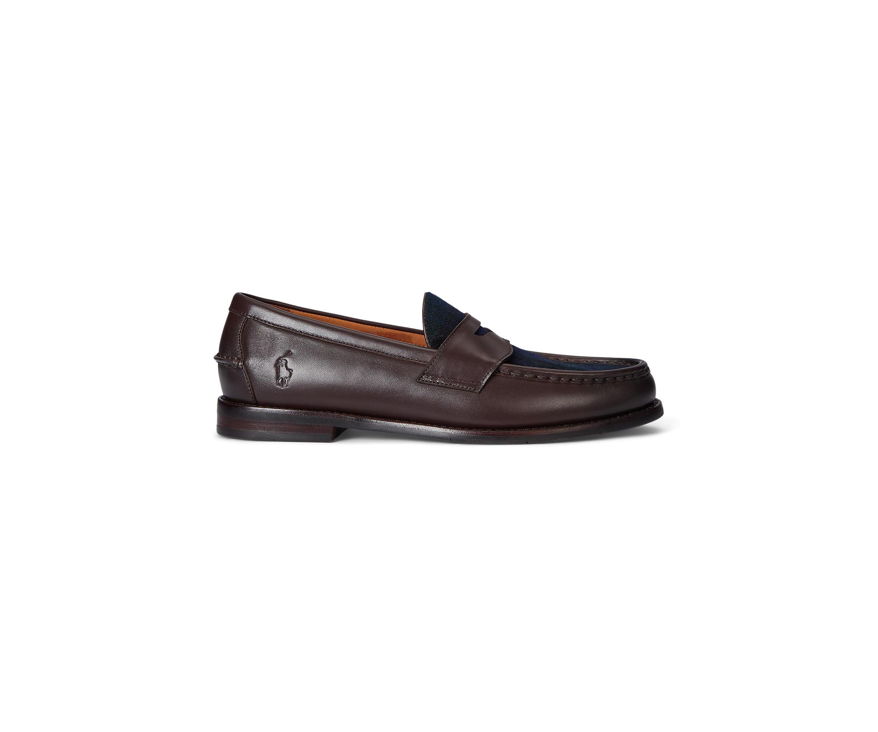 Alston Leather and Plaid Wool Penny Loafers