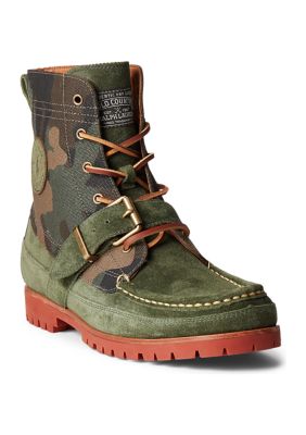 Polo Ralph Lauren Men's Ranger Suede And Camo Canvas Boots