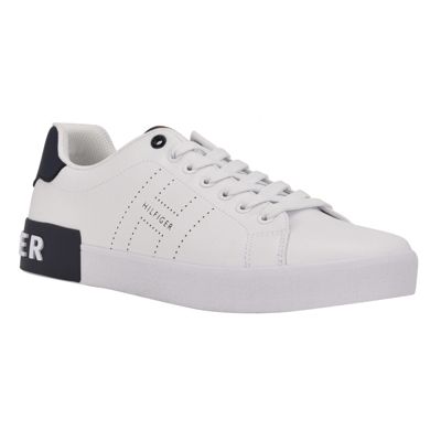 Tommy Hilfiger Men's Rezmon ""H"" Logo Lace Up Low Top Sneakers, White, 10M -  0196301617198