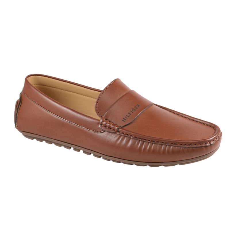 New w/Box Tommy Hilfiger Kozal Vegan Leather Burnished Med Brown Slip-On Loafers Tommy Hilfiger Kozal Casual Slip On Loafers | Belk main image 2