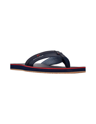slides and flip flops Mens Shoes Sandals Tommy Hilfiger Synthetic Maritime Logo Flip-flops in Black for Men 