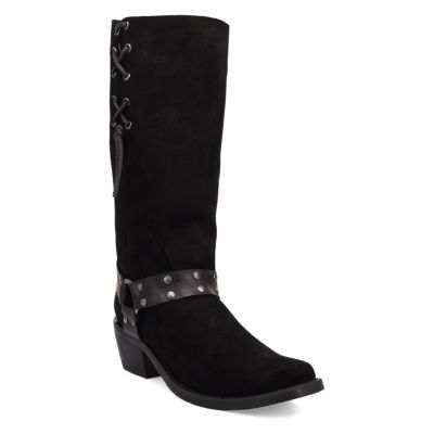 Dingo Men’s Bronco Suede Leather Boot, Black, 9.5M