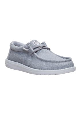 HEY DUDE Men's Wally Stretch Jersey Loafers, Grey, 11M