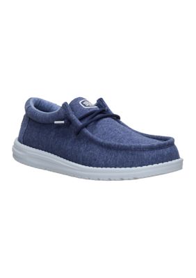 HEY DUDE Men's Wally Stretch Jersey Loafers, Blue, 12M