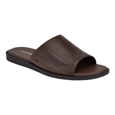 Calvin Klein Men's Espar Casual Slip-on Sandals, Brown, 12M