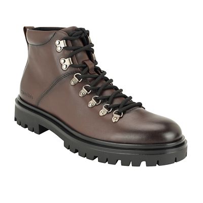 Calvin Klein Men's Biorgen Lace-Up Hiker Boots, Dark Brown, 7M
