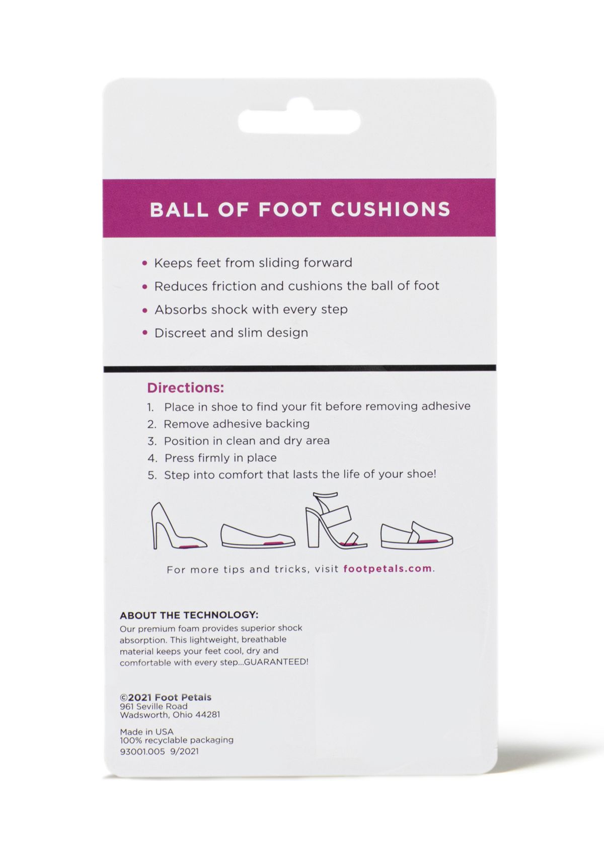 Ball of Foot Cushions - Set of 3 Pairs