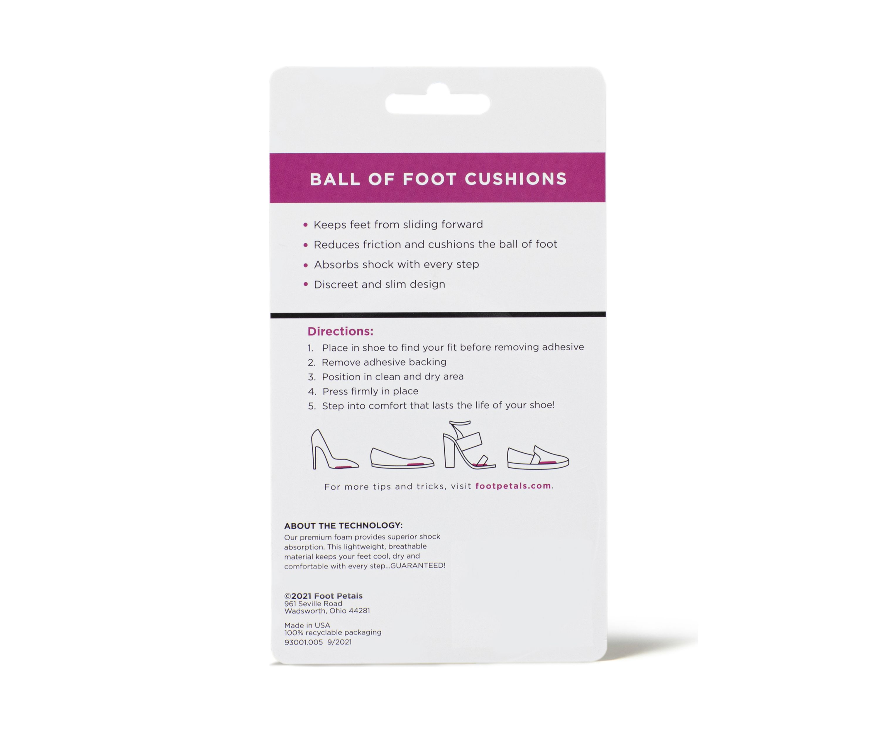 Ball of Foot Cushions - Set of 3 Pairs