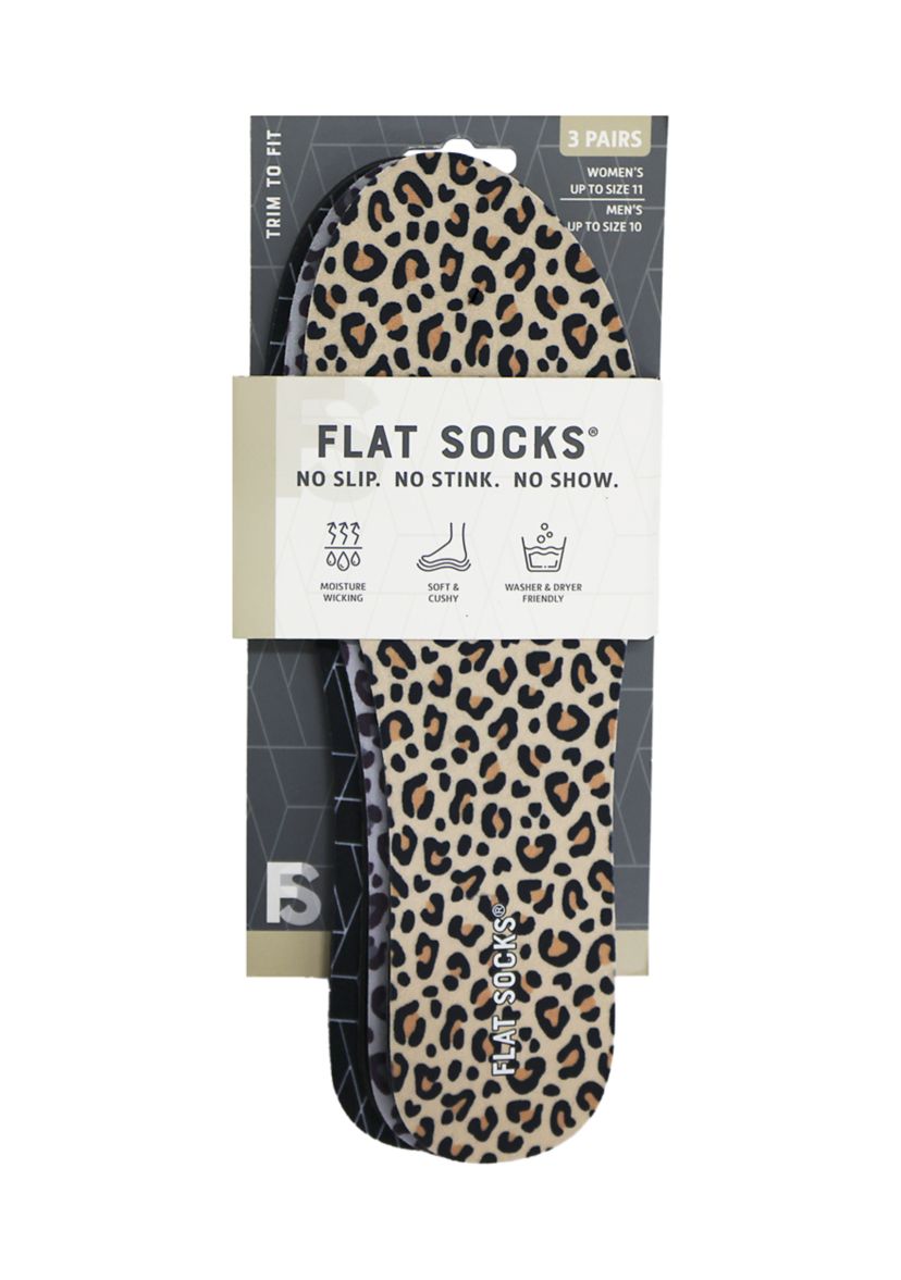 3 Pack No Show Sock Inserts - Solid and Leopard Prints