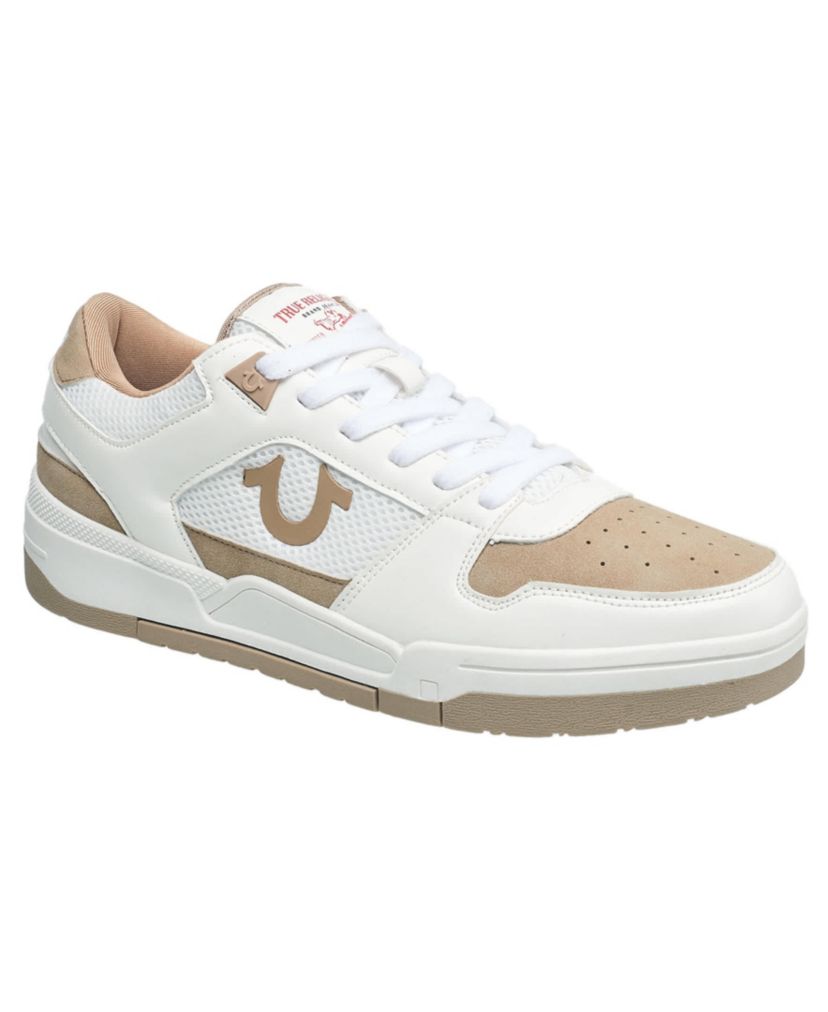 TRUE White and Brown Men\'s Athletic Sneakers Brown Leather Sneakers With White Real Rubber Margom Sole  main image 3