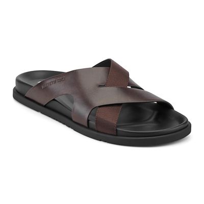 Kenneth Cole New York Men's Wassen Dress leather sandal, Dark Brown, 9M