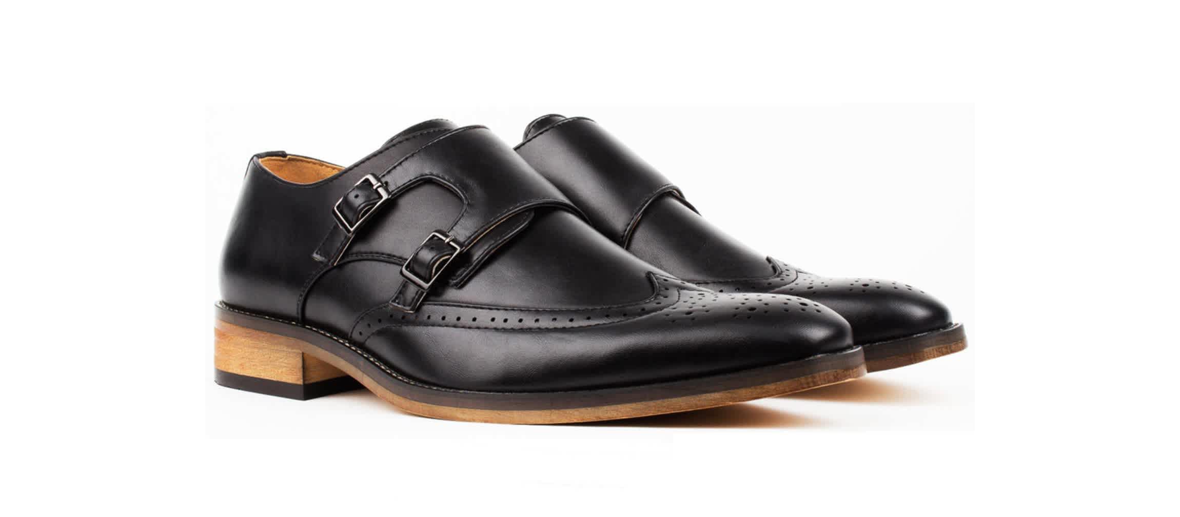 Mens Monk Strap Brogue Dress Shoes