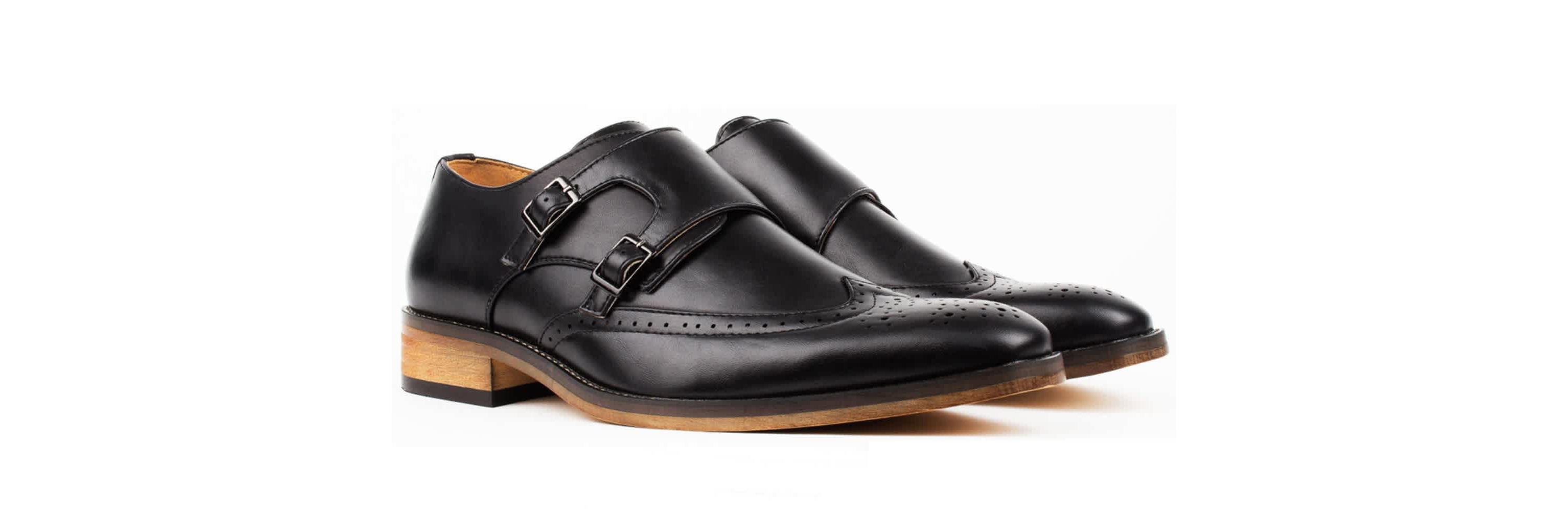 Mens Monk Strap Brogue Dress Shoes