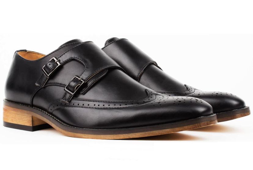 Mens Monk Strap Brogue Dress Shoes