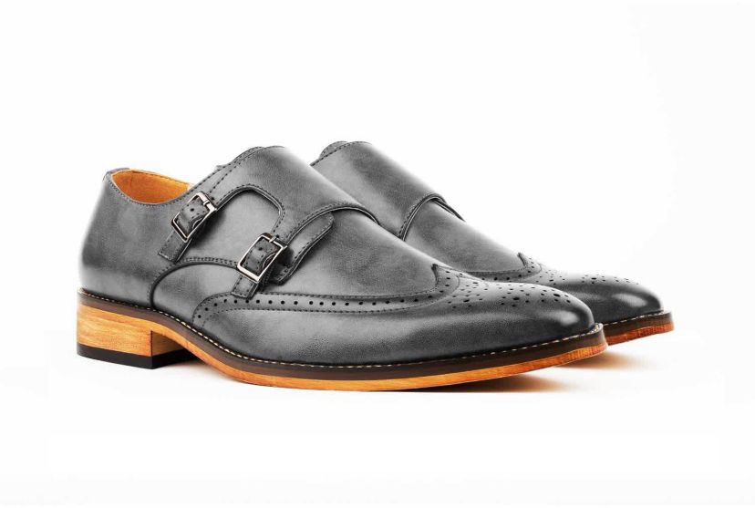 Mens Monk Strap Brogue Dress Shoes