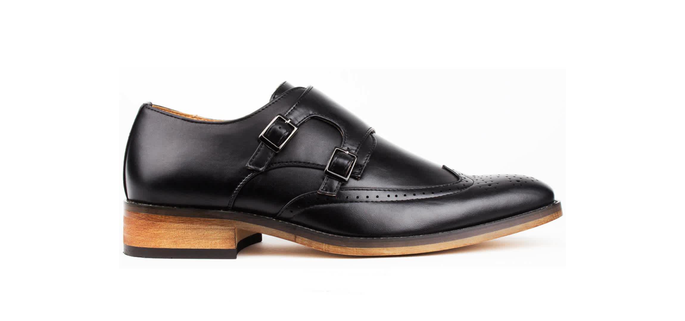 Mens Monk Strap Brogue Dress Shoes