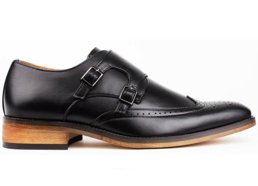 Mens Monk Strap Brogue Dress Shoes