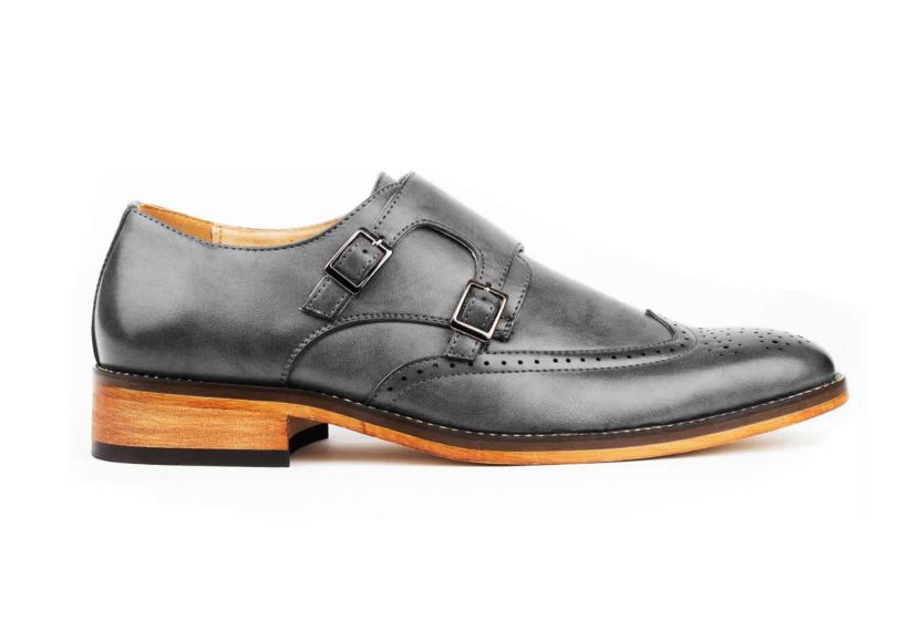Mens Monk Strap Brogue Dress Shoes