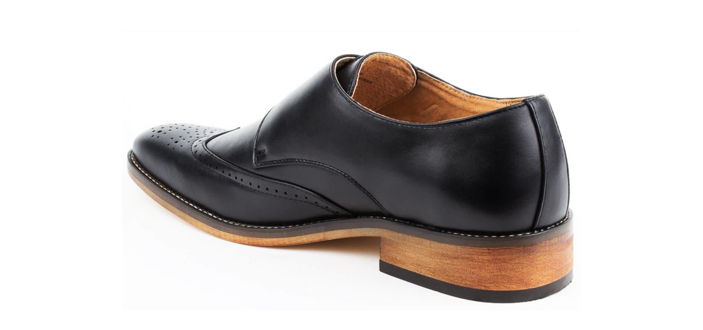 Mens Monk Strap Brogue Dress Shoes