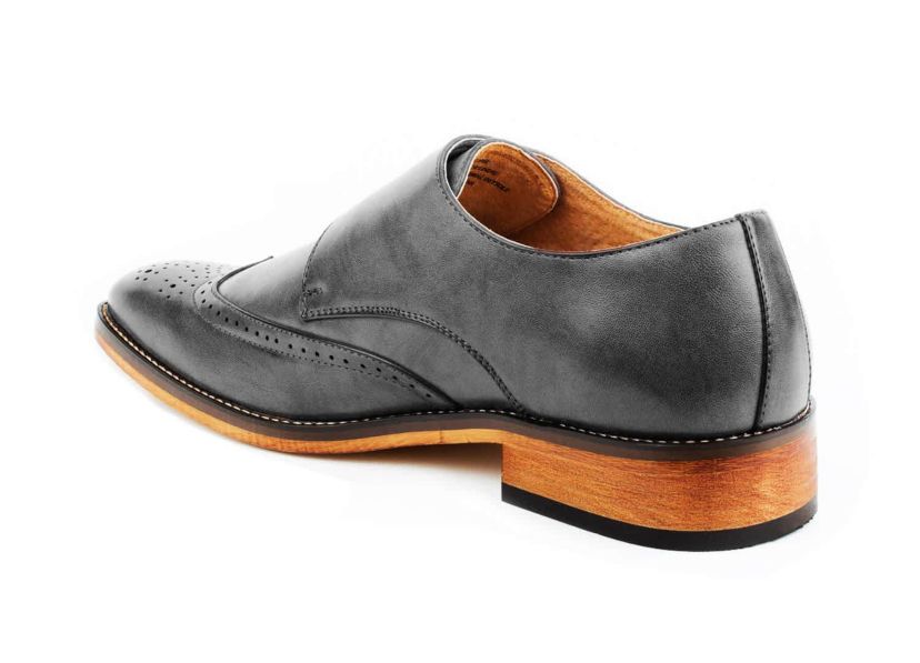 Mens Monk Strap Brogue Dress Shoes