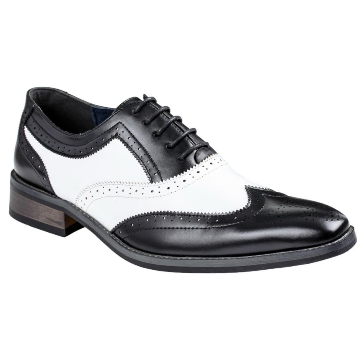Mens Two Tone Wing Tip Oxford Dress Shoes
