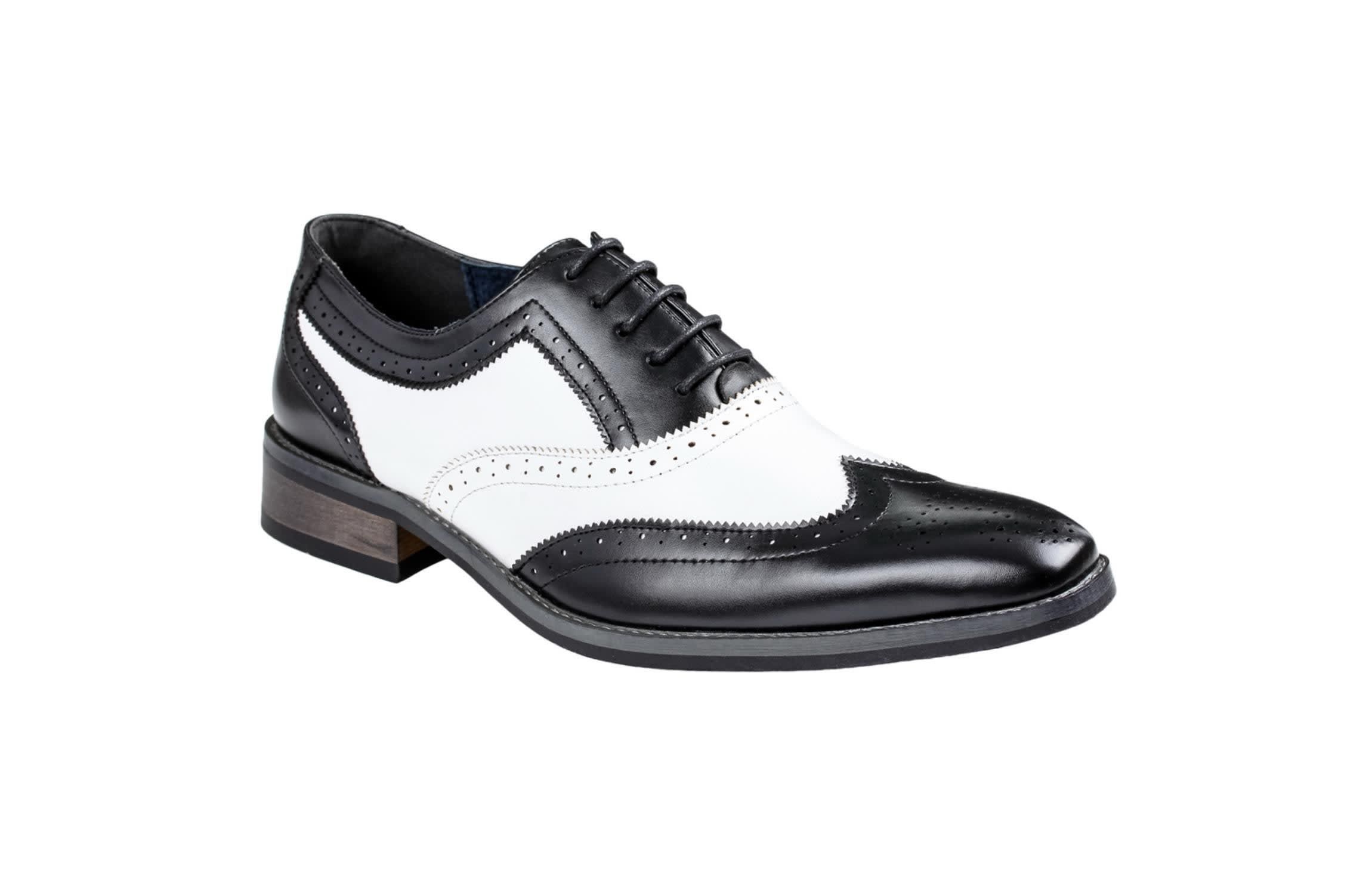Mens Two Tone Wing Tip Oxford Dress Shoes