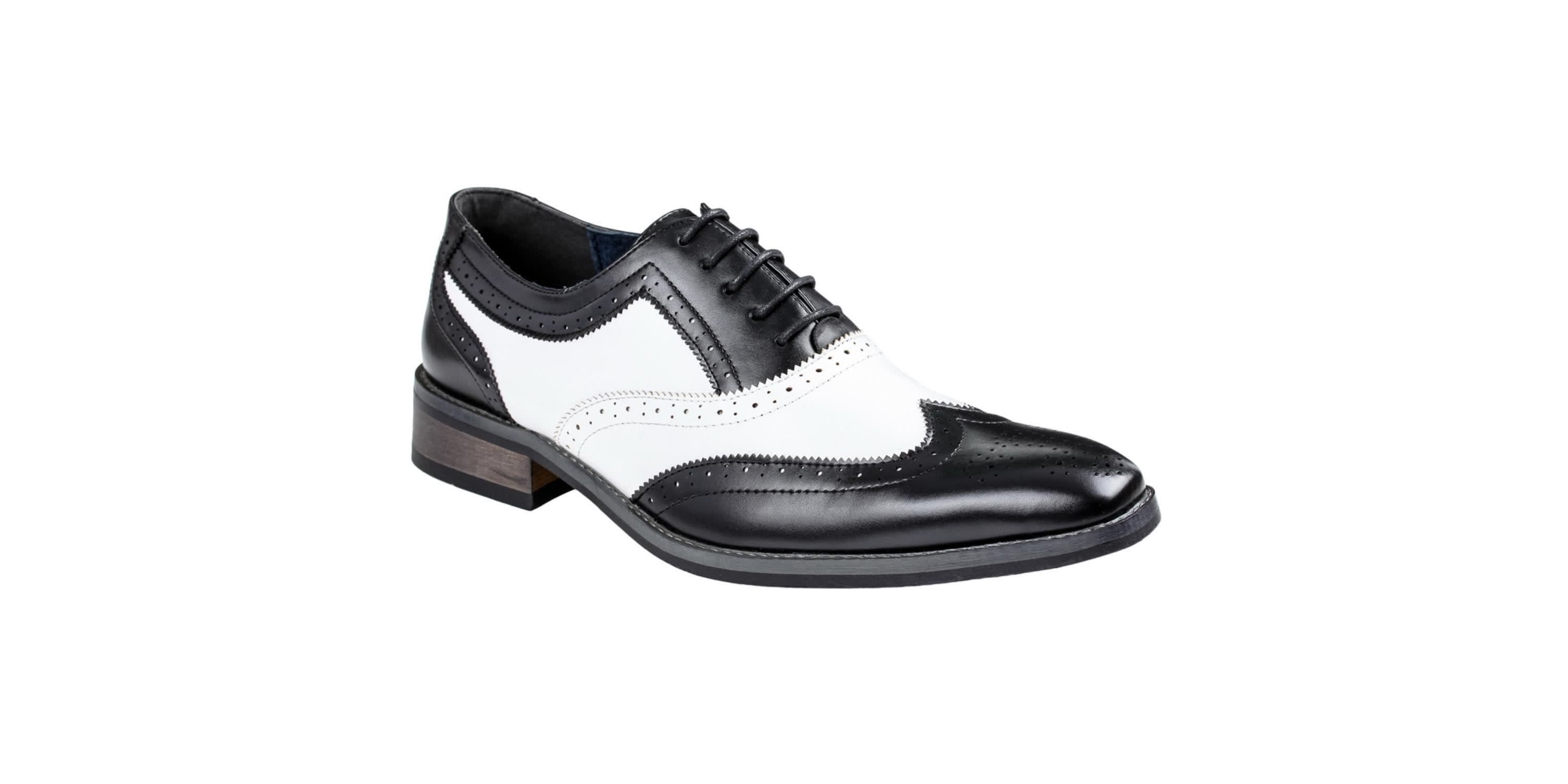 Mens Two Tone Wing Tip Oxford Dress Shoes