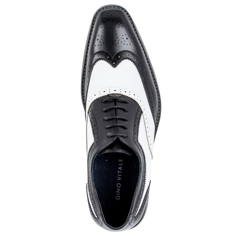 Mens Two Tone Wing Tip Oxford Dress Shoes