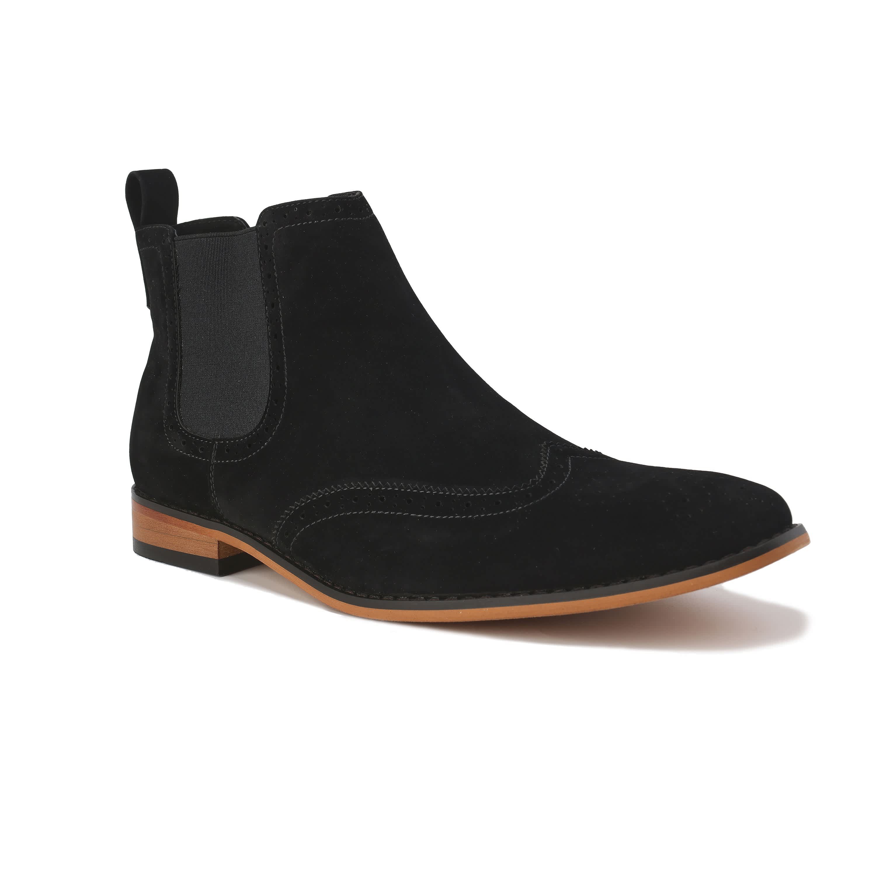 Mens Slip On Wing Tip Chelsea Boots