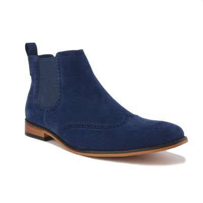 Gino Vitale Men's Slip On Wing Tip Chelsea Boots, Blue, 8.5M