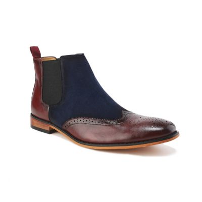 Gino Vitale Men's Wingtip Brogue Two-Tone Chelsea Boots, 12M