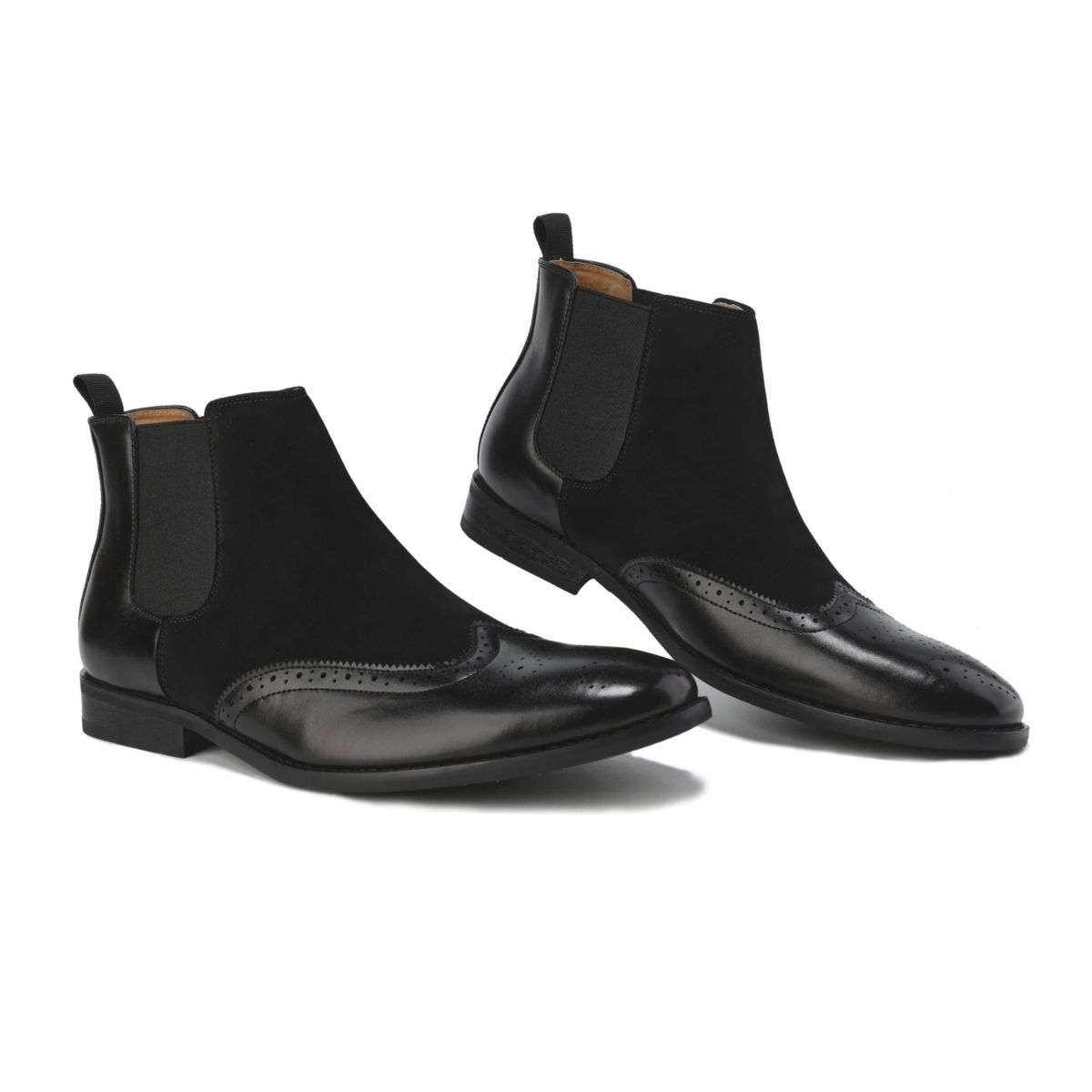 Mens Wingtip Brogue Two-Tone Chelsea Boots