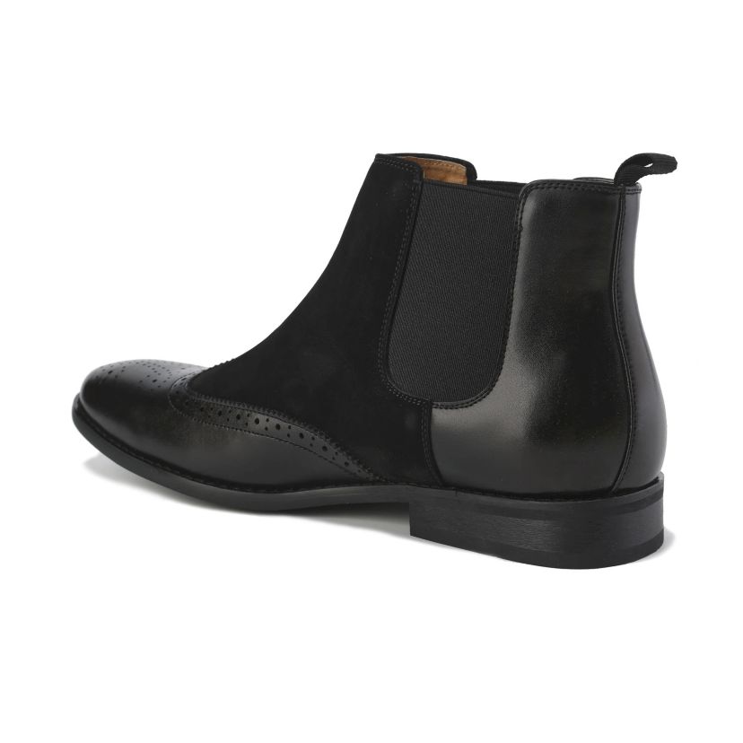 Mens Wingtip Brogue Two-Tone Chelsea Boots