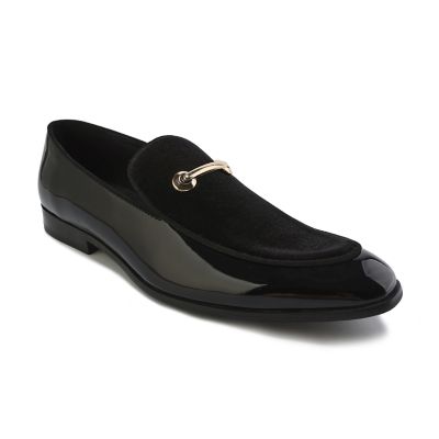 Men's Gino Vitale Velvet & Patent Leather Slip On Dress Loafer