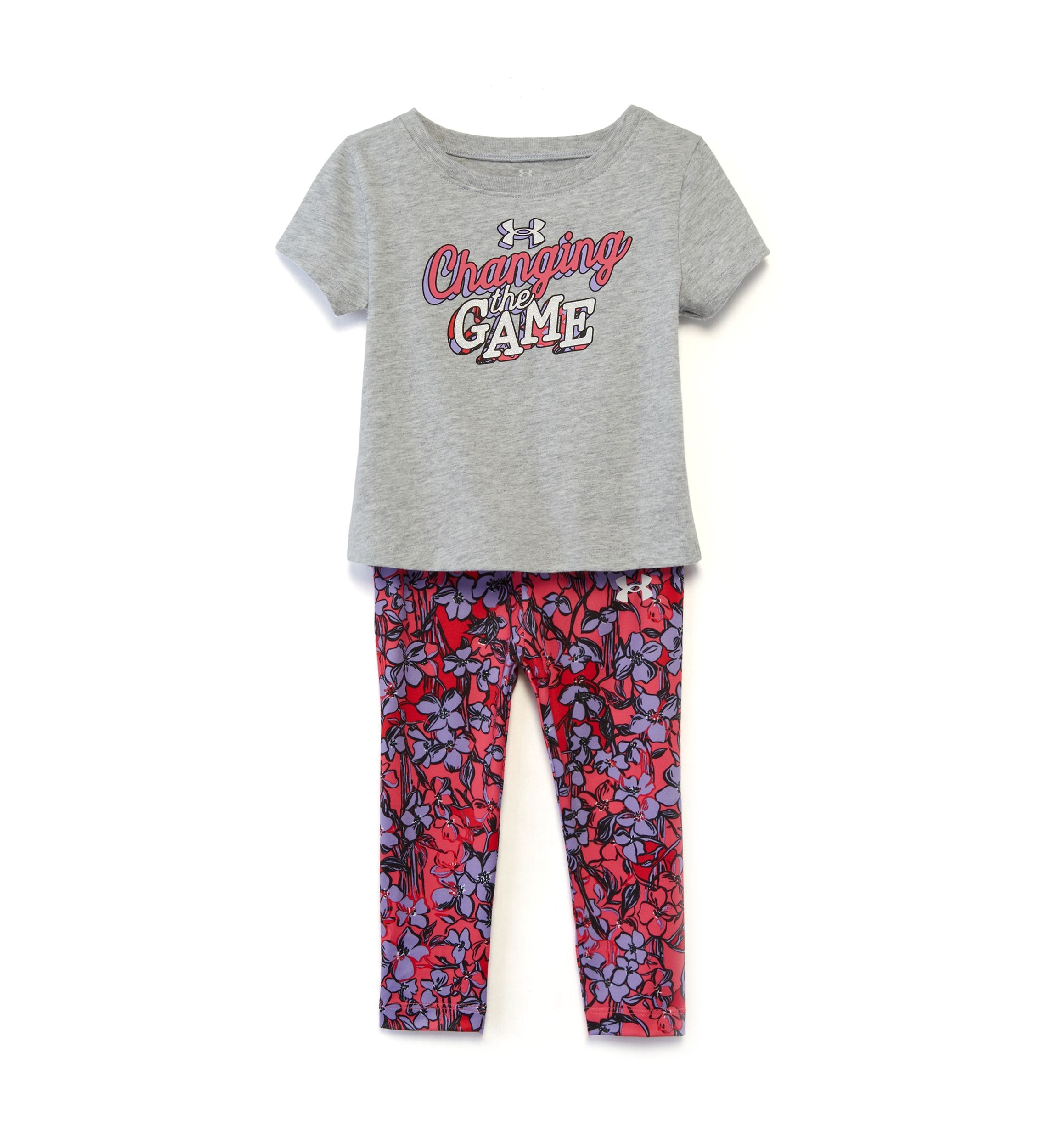 Toddler Girls Short Sleeve Shirt and Printed Leggings Set