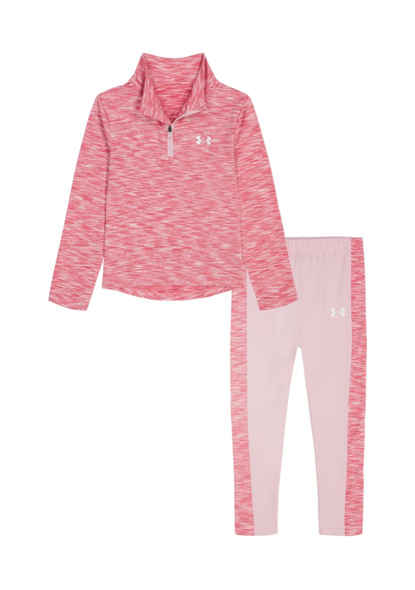 Baby Girls Printed 1/4 Zip Pullover and Leggings Set