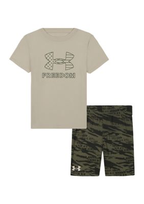 Toddler Boys Flag Camo Graphic T-Shirt and Printed Shorts Set