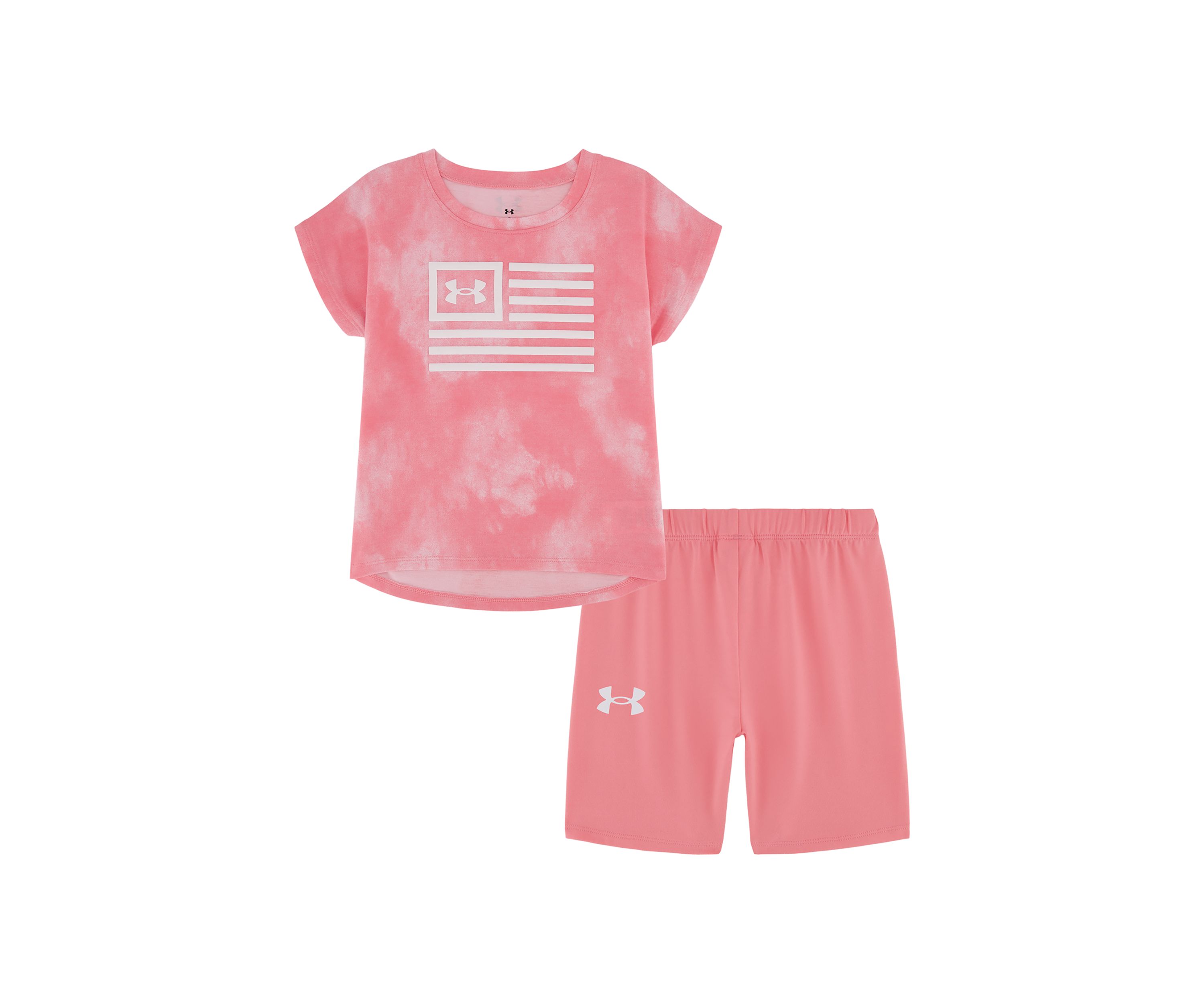 Toddler Girls Flag Graphic Tie Dye T-Shirt and Shorts Set