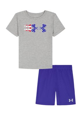 Under Armour Toddler Boys Flag Logo Set, Gray, 3T