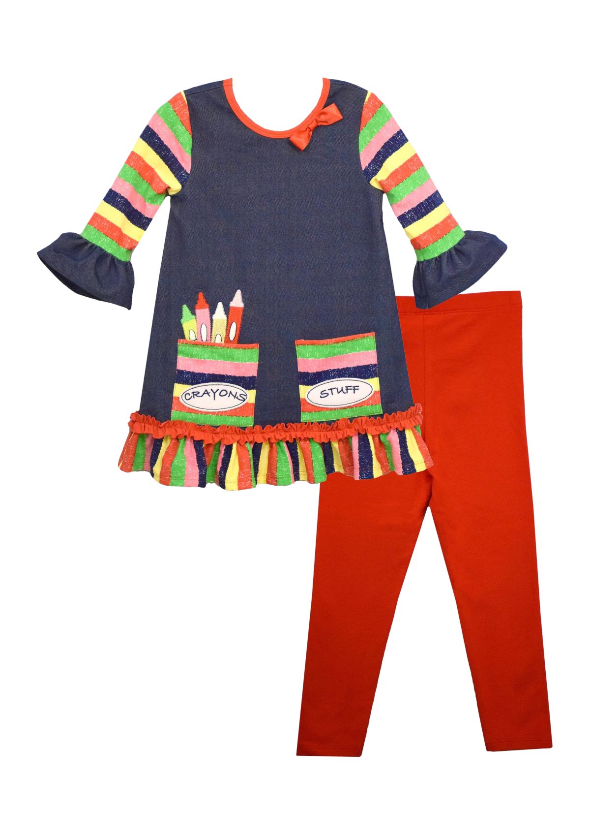 Toddler Girls Crayon Appliqué Top and Leggings Set