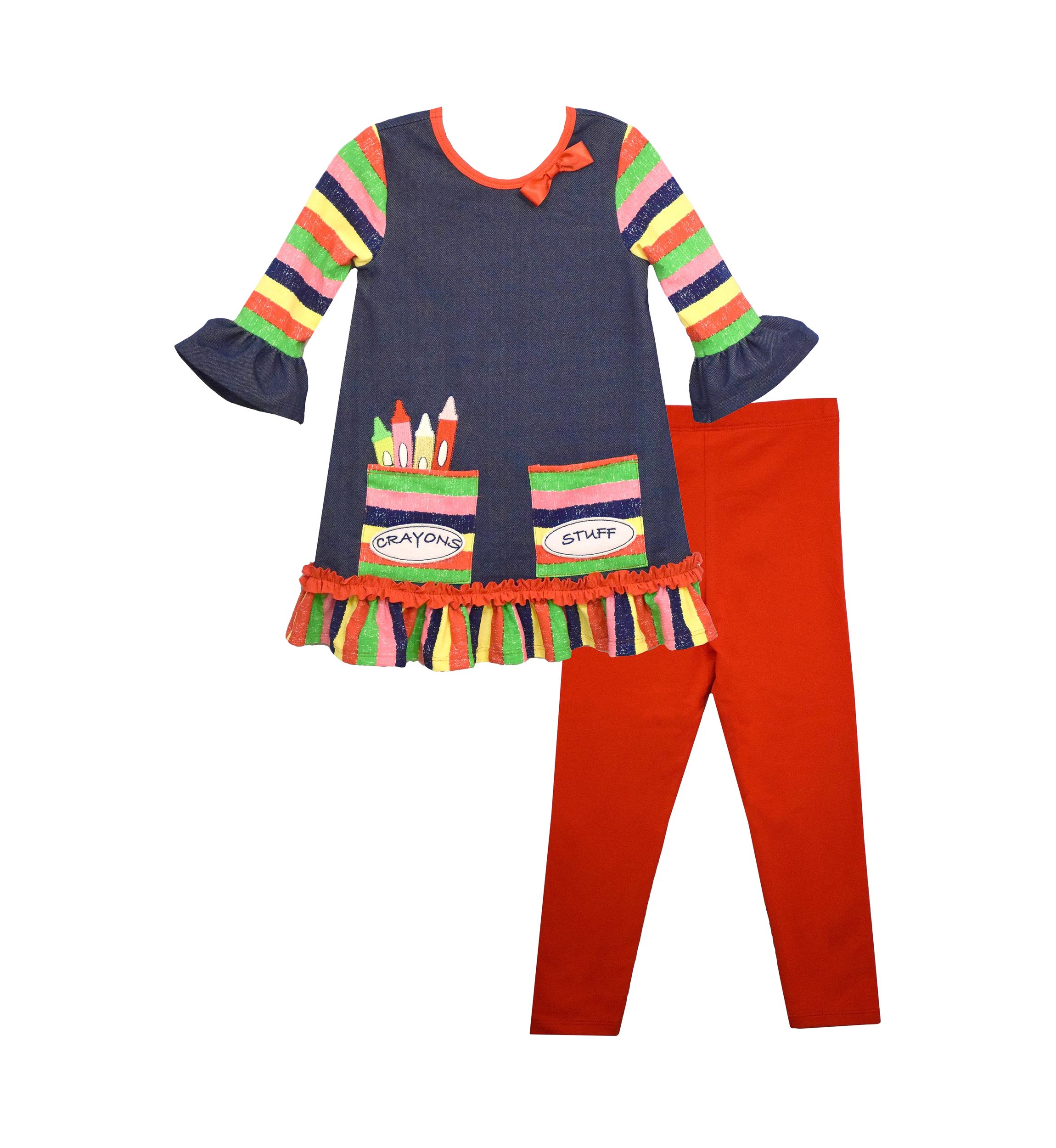 Toddler Girls Crayon Appliqué Top and Leggings Set