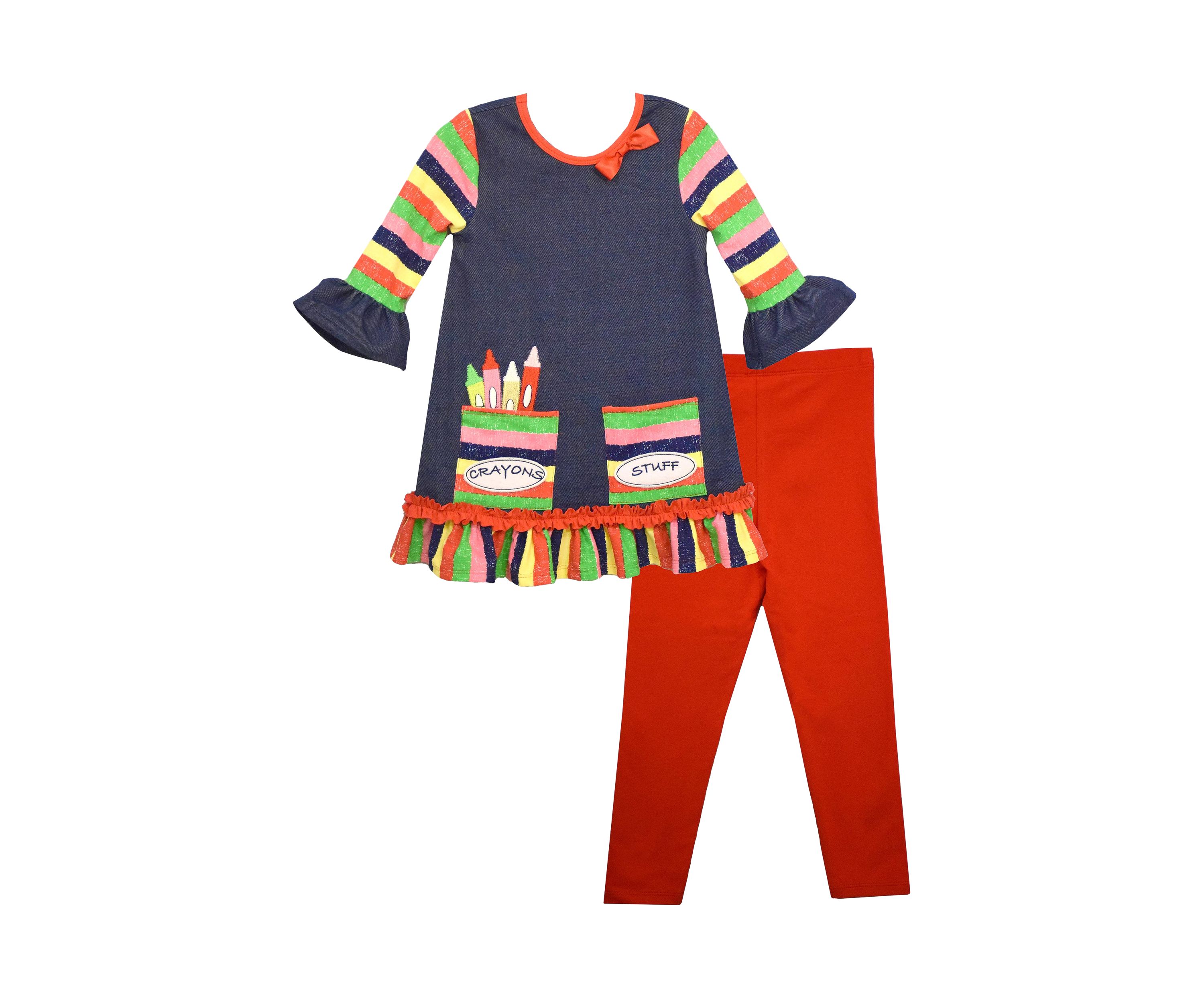 Toddler Girls Crayon Appliqué Top and Leggings Set
