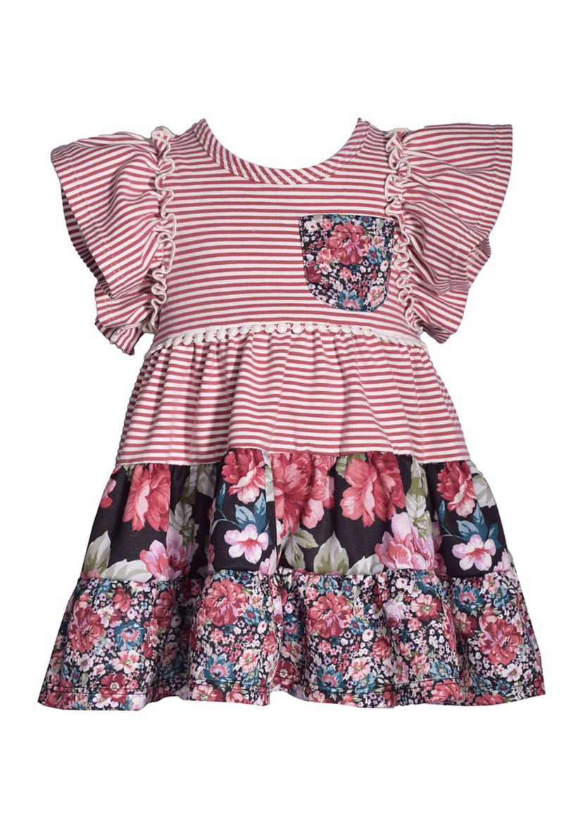 Toddler Girls Flutter Sleeve Mixed Floral Print Dress