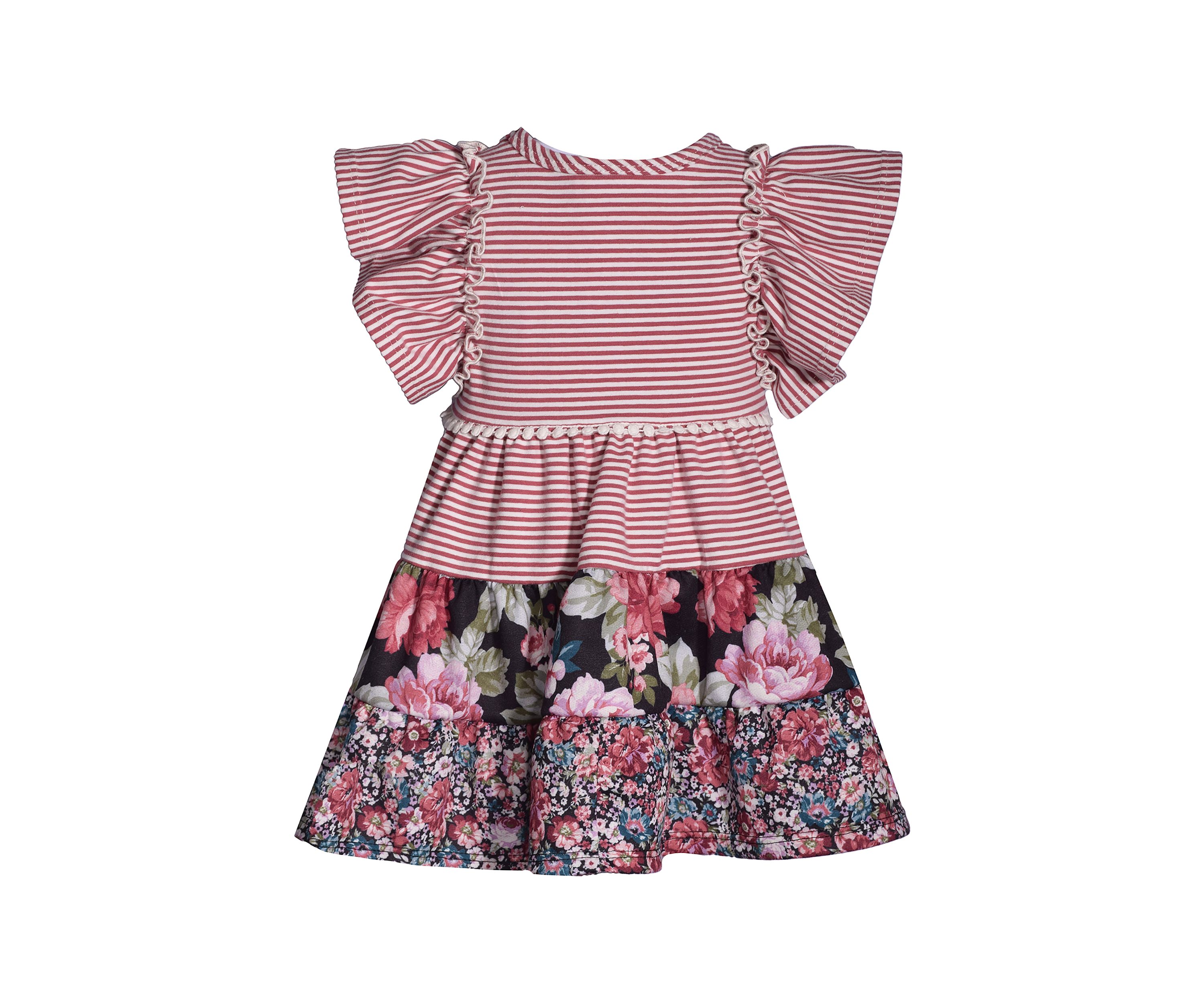 Toddler Girls Flutter Sleeve Mixed Floral Print Dress