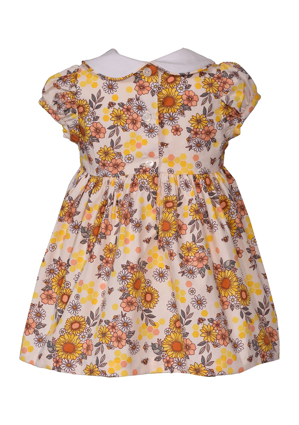 Toddler Girls Sunflower Printed Smocked Dress